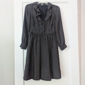 J.Crew vintage silk dress, black with white polka dots